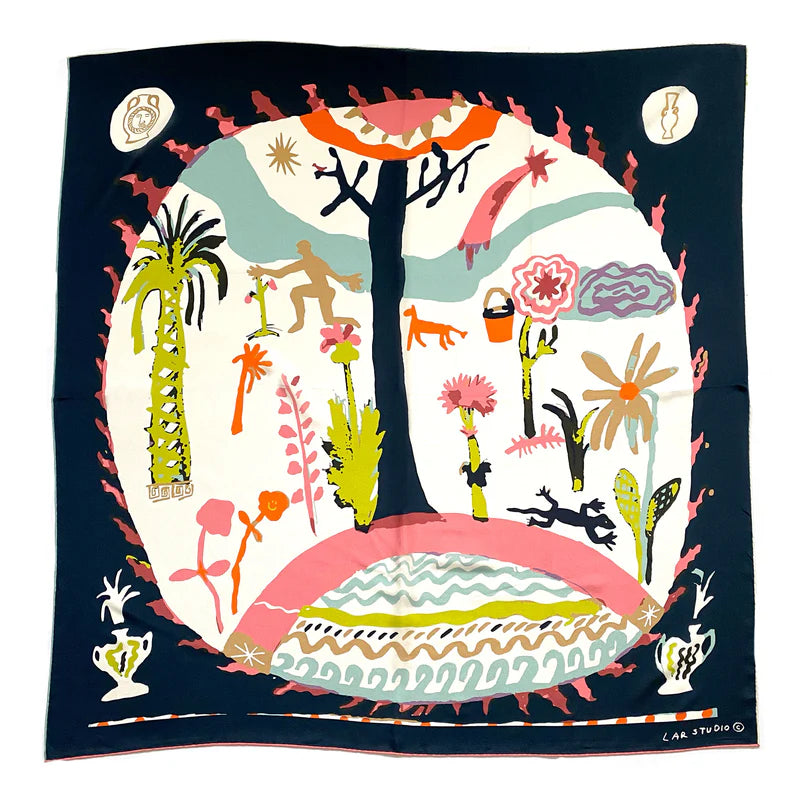 BOON NAVY SILK SCARF