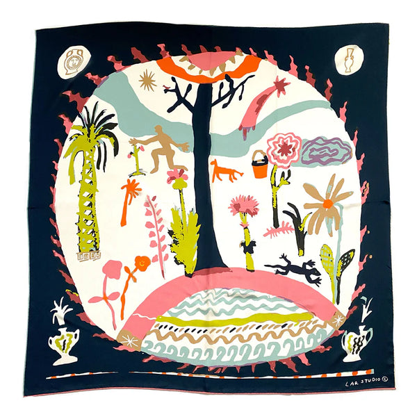 BOON NAVY SILK SCARF
