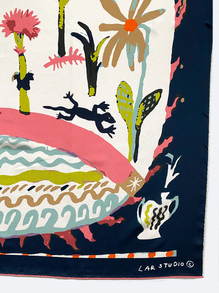 BOON NAVY SILK SCARF