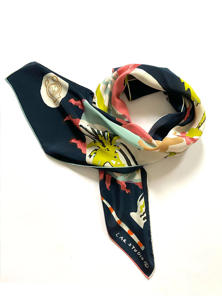 BOON NAVY SILK SCARF