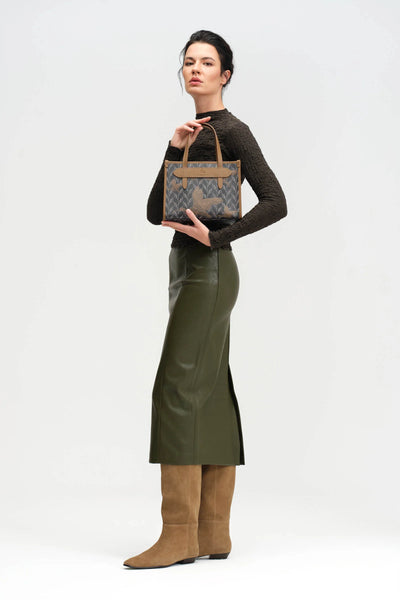 LEAF MONOGRAM - MINI BAG CRIMSON BEAK NOSTOS TABA