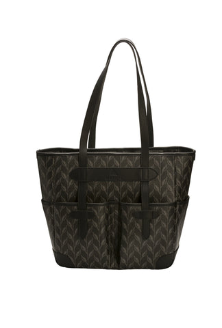 LEAF MONOGRAM TOTE - BLACK