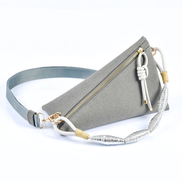 Prism Süet Üçgen Form Çanta (Gri)