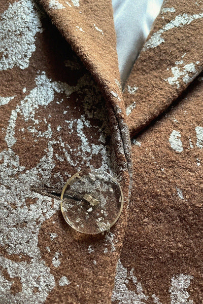 Galaxy Metalik & Kahve Crop Blazer Ceket