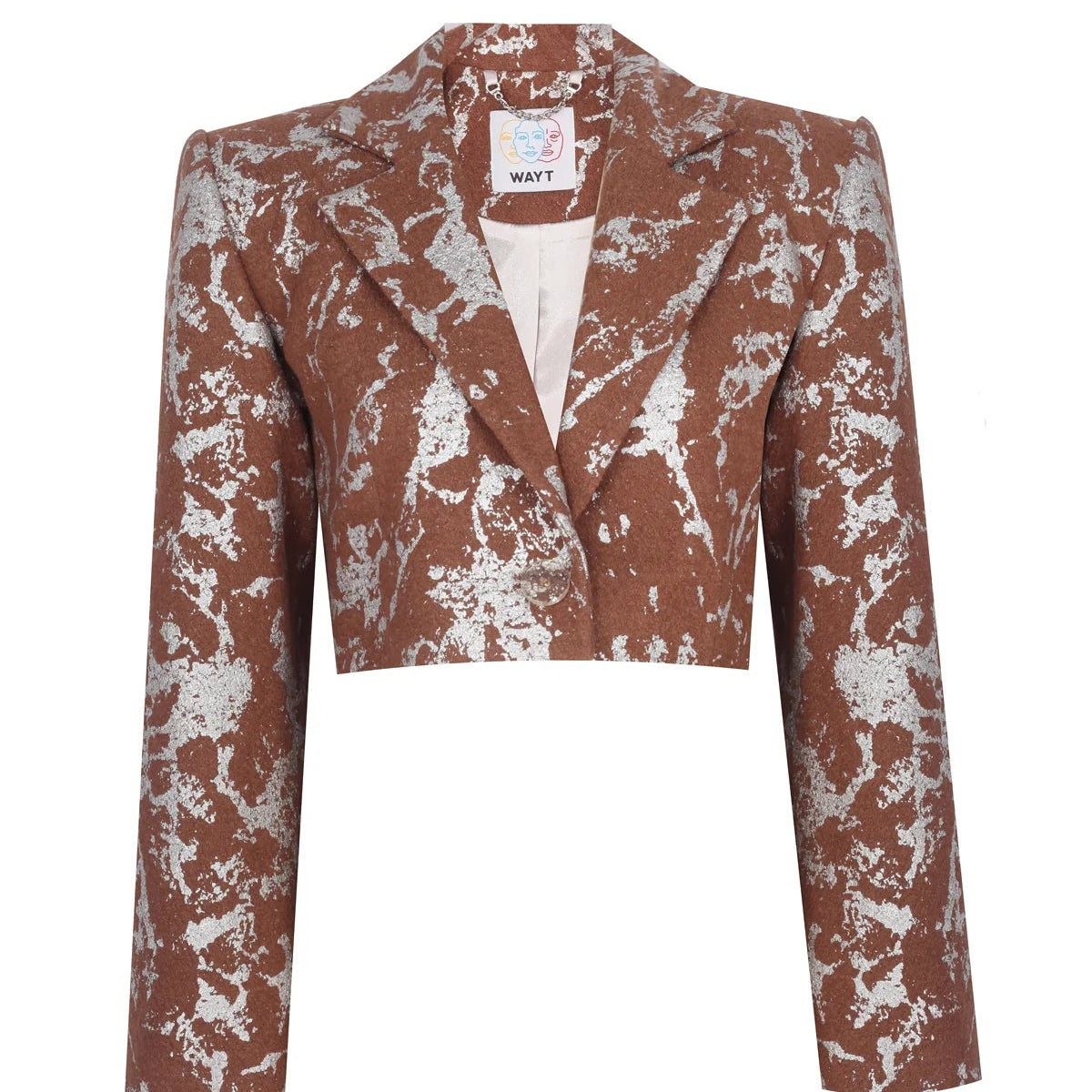 Galaxy Metalik & Kahve Crop Blazer Ceket