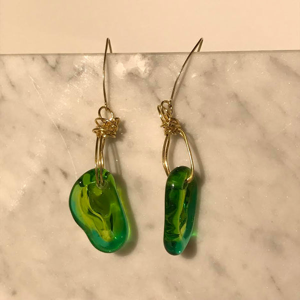 Green Flow Glass Earring