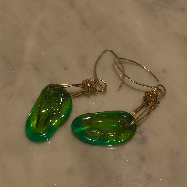 Green Flow Glass Earring