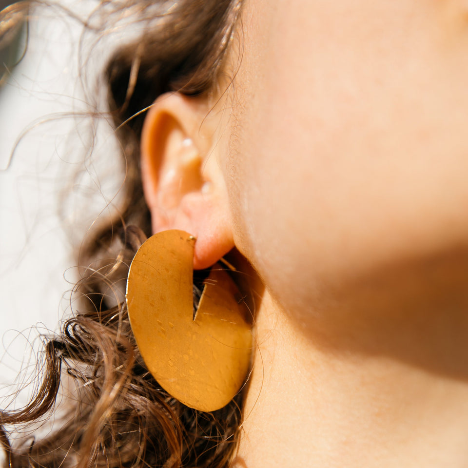 Flat Slice Circle Earrings