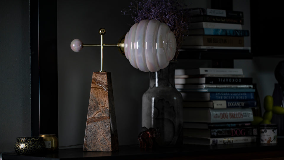 Topos Table Lamp - Pink Glass